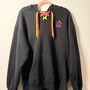 J. America Black Hoodie with Pink and Yellow Accents